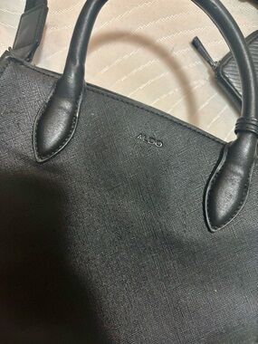 Aldo Black Textured Saffiano Tote